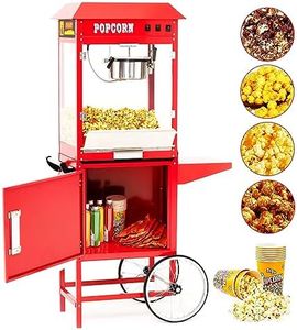 RIEDHOFF Commercial Popcorn Machine with Cart, [ 8 Oz Kettle ] [ 3 Mins ]Professional Popcorn Maker Machine Makes Up to 60 Cups, [With Lockers] [10PCS Popcorn Bucket ] for Home Movie Theater Style