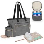 Luxja Wearable Breast Pump Bag (with a Breastmilk Cooler Bag, a Small Carrying Case and a Waterproof Mat), Pumping Bag Compatible with Momcozy, Willow and Elvie Breast Pump, Gray