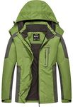 Diamond Candy Waterproof Rain Jacket Women Lightweight Outdoor Raincoat Hooded for Hiking Green XXL