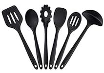 Goalfly 6PCS Kitchen Utensils Set, Non-Stick Silicone Cooking Tools with Soup Ladle, Slotted Spoon, Pasta Fork, for Frying, Serving, Baking