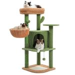 PAWZ Road Cactus Cat Tree for Indoor Cats, [42"=107CM] Cat Tower Featuring with Large Top Perch,Sisal Covered Scratching Posts& Pad, Cat Climbing House with Deep Hommock and Big Cat Condo, Green