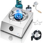 Horynar Propane Stove Dual Fuel Stove Auto Ignition Propane Burner with 1LB Propane Connector/CSA QCC1 LPG Hose Gas Stove for Outdoor Emergency (Stainless Steel)