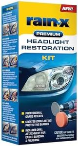 Rain-X 610153 Headlight Restoration Kit - Car Light Lens Cleaner/Restorer with Sanding & Polishing Drill Attachments & Sealant Wipe, Removes Scratches & Oxidation- All in 1 Long Lasting Formula