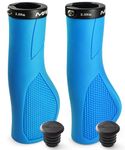 MARQUE Ergo Bike Handlebar Grips – Non-Slip Bike Handle Grip with Ergonomic Comfort Design for Bicycle Flat Handle Bar – Fit Mountain Bike, E-Bike, Hybrid, City Commuter Bikes, Scooter (Ergo Blue)