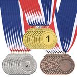 PATIKIL 24 Pieces Gold Silver Bronze Award Metals, 2-Inch Award Medals 1st 2nd 3rd Prizes with Ribbon for Team Games Sports Competitions