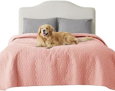 Bedsure 100% Waterproof Couch Cover for Dogs Washable - Non Slip Waterproof Dog Blanket for Bed, Lightweight Furniture Protector Durable for Pet Cat Puppy with Non-Slip Bottom, Pink, 82x120IN