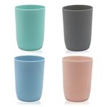 Plastic Cups Reusable Unbreakable Tumblers, Set of 4 Travel Mugs, Mouthwash Bathroom Cup Stackable, Plastic Water Cup 280ml for Adults Kids, Dishwasher & Microwave Safe (Multiple Colours)