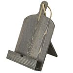 MyGift Recipe Book Holder, Vintage Gray Wood Cutting Board Style Cookbook Holder, Wooden Book Stands for Display