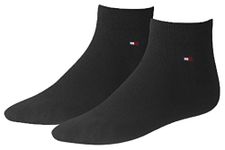 Tommy Hilfiger Men's Quarter 2P Ankle Socks, Black, Size 43