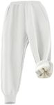 Gihuo Unisex Boys Girls Winter Warm Sherpa Lined Sweatpants Jogger Kid's Fleece Athletic Pants with Pockets(White-M)