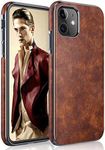 LOHASIC iPhone 11 Case, Thin Slim Leather Luxury Business PU Soft Non-Slip Grip Full Body Shockproof Protective Phone Cover Cases Compatible with Apple iPhone 11 (2019) 6.1 inch - Vintage Brown