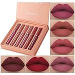 6 Pcs Matte Liquid Lipstick Set Nude Lip Gloss Non-Stick Cup Not Fade Waterproof Long Lasting Lip Sticks Gift For Make Up Women (Set A)