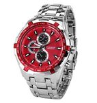 Curren Luxury Men Stainless Steel Heavy Large Cool Waterproof Men Analog Quartz Watch Red