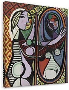 Niwo ART - Girl before a Mirror, World's Most Famous Paintings Series, Canvas Wall Art Home Decor, Gallery Wrapped, Stretched, Framed Ready to Hang (16"x12"x3/4")