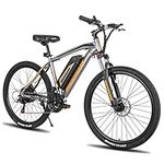 HILAND Rockshark Electric Bike for Adults, 27.5 inch Electric Mountain Bicycle with 10.4Ah Removable Battery, 350W 36V Motor, 21 speeds 20MPH Ebike for Men, Grey