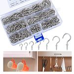 Bateya 160 Pieces Multi-Size Screw Hooks Ceiling Cup Hooks for Hanging, Nickel Plated Hook Holder Metal Screw-in Hooks Screw Small Hook Set for Indoor Outdoor Use