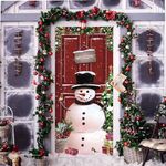 Christmas Door Cover Decoration Snowman Door Cover Christmas Door Hanging Banner Xmas Snowman Door Background Banner Christmas Door Backdrop Photo Booth Props for Home Door Christmas Decorations