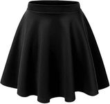 Girls Kids Women Ladies Skater Mini Skirt Flared High Waist Stretch School Skirt GURANTEED, DANCE, CASUAL, GYM, MINI SKIRT(BLK3/4) Black