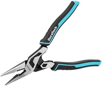 DURATECH 8.5-Inch Needle Nose Pliers, Compound High-Leverage Long Nose Pliers with Wire Cutter, CR-V Steel, Dual Pivot Design, Anti-Slip TPR Grip for Electrical, Repair, Wire Bending