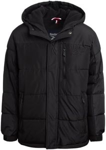 Reebok Boys' Winter Coat - Heavyweight Quilted Puffer Snow Parka - Weather Resistant Ski Jacket for Boys (8-20), Size 10-12, Jet Black