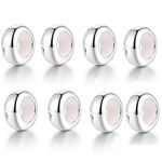 GW Clip Stopper Charms 925 Sterling Silver Round Rondelle Spacer Beads for Charm Bracelets, Gift for Women Girls (8pcs Silver Charm Stopper)