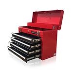 US PRO ORIGINAL TOOL BOX TOOL CABINET 4 DRAWER HAND HELD TOOL CHEST PORTABLE GLOSS RED WITH BLACK