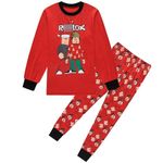 ALAMing Boys Pyjama Sets Winter Autumn Christmas Xmas Pajamas Black Red Pjs (Red, 10-11 Years)