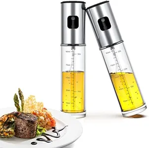 Oil Sprayer for Cooking - Olive Oil Sprayer 2 Pack Portable, Olive Oil Spray Bottle with Funnel and Brush, Multi-Purpose Kitchen Food Grade Oil Mister for Baking, Cooking, Salad Making, BBQ, Air Fryer