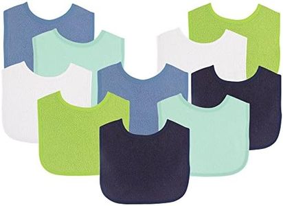 Luvable Friends Baby Bibs Value Pack, Navy/Lime, 6 x 7.5, 10 Count (Colors May Vary)