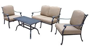 Oakland Living AZ7213-7212-7211-7-D56-AB Aluminum 4-Piece Deep Seating Set, Antique Black