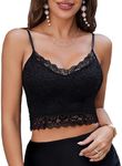 Avidlove Women's Lace Camisole Sexy Vests Basic Adjustable Spaghetti Strap Tank Tops Casual Undershirt Crop V-Neck Sleeveless Back Cutout Design Cami Black M