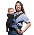YOU+ME 4-in-1 Baby Carrier Newborn to Toddler - All Positions Baby Chest Carrier - Front and Back Carry Baby Carriers - Includes 2-in-1 Bandana Bib - Baby Holder Carrier for 8-32 lbs (Black Mesh)