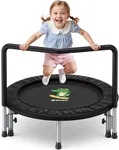 BCAN 36'' Mini Folding Ages 2 to 5 Toddler Trampoline with Handle for Kids, Two Ways to Assemble The Handle, Indoor/Garden Toddlers Trampoline with Super Safe Cover for Toddlers Black