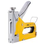 Deli DL1313 Staple Gun 3 in 1 Heavy Duty Stapler with Remover Quick- Jam Release Steel Construction Tool for Wood Upholstery Fixing Material Decoration Carpentry Furniture (Pack of 1, Yellow Black)