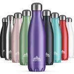 Mont-Clair Stainless Steel Water Bottle, Vacuum Insulated + BPA Free, 12h Hot & 24h Cold Drinks Bottle, Metal Water Bottle 500ml Leakproof, Ideal for Adult, Kids, Running - Purple