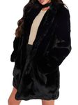 TOPONSKY Womens Winter Warm Lapel Faux Fur Fuzzy Coat Jacket Overcoat, Cd Black, Large