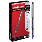 uni-ball VISION NEEDLE Rollerball, Stick Roller Ball Pen Fine-0.7mm, 12 Pack, Blue Ink (1734904)