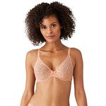 Wacoal Women's Halo Lace Unlined Convertible Underwire Bra, Opaque, Almost Apricot, 36DD