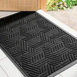 Mibao Door Mat Outside Entrance, Extra Durable Welcome mat Outdoor, Waterproof All-Season, All-Weather Doormat for Front Door Entryway Outside Patio Porch, 29.5" x 17", Black