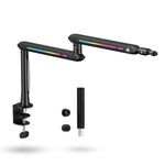 Audio Array AA-19BL RGB Low Profile Boomarm Stand with Riser | 71cm reach & 20 RGB lighting effects & Built-In Cable Management | Matte finish with Flexible adjustments | 2Kg Weight Capacity | Black