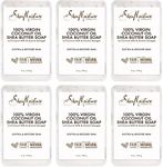 SheaMoisture Shea Butter Body Wash Bar Soap, Cleansing Skin Care to Soften & Restore, 100% Virgin Coconut Oil with Coconut Milk, Shea Butter & Acacia Senegal, 8 Oz Bar - 6 pack