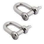 SHENGHUISS 2 Pack 5/16 Inch D Shackle Stainless Steel 316 Boat Anchor Dee Ring Shackle Forged Marine Hardware