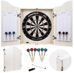 Engelhart - 065018 - Wooden Dart Cabinet + Sisal Dartboard + 2 Sets of 18 g Darts (Light oak)