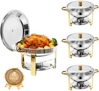 4-Pack Chafing Dish for Buffet Set, 6QT Round 304 Stainless Steel Buffet Food Warmers – Complete Set with Full Accessories for Catering, Wedding Events, Parties & Dinners