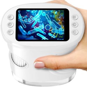 Handheld Microscope for Kids with 2" Screen, Pocket Microscope Magnifying Glass for Kids, Portable STEM Toys for Age 5 6 7 8 9 10 11 12, Photo & Video Edu Gift USB Rechargeable - White