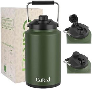 Cafezi 1 Gallon Water Bottle Insulated, 2-in-1 LID, Flip Straw and Spout, Vacuum Insulated Stainless Steel Gallon Jug for Cold & Hot Drinks, Leak Proof, Great for Workouts, Yoga, Fishing, Hiking