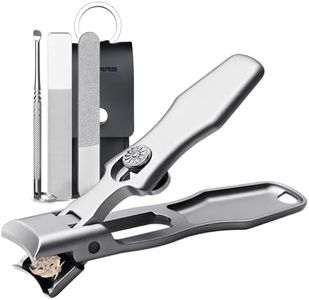 VOGARB Nail Clippers for Men Thick Nails Large Wide Jaw Opening Toenails Clippers for Seniors Long Handle Heavy Duty Portable Ultra Sharp Fingernail Cutter with Catcher for Adult Women (Silver Set)