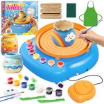 Weilim Pottery Wheel for Kids Ages 6-12 – Complete DIY Pottery Kit for Beginners with 3 Air-Dry Clay Packs and Tools, Arts & Crafts Supplies, Toys Birthday Gift for Boys Girls 6+ Years Old (Bule)