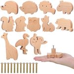 Wooden Animal Cabinet Knobs Decorative Wood Dresser Knobs with Screws Dresser Pulls Wood Marine Woodland Animals Knobs Furniture Knobs Nursery Drawer Handles for Decor (Woodland Animal,12 Sets)