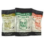 Olive My Pickle Fermented Pickles Probiotic Variety Pack - 96 Ounces | 3-Pack Bundle of Kosher Dill, Garlic, Spicy Kosher Dill Pickles and Brine with Digestive Enzymes for Gut Health - 32 oz per bag